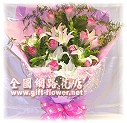 ia1-b16粉玫瑰+百合網路花店詳細內容情人節訂花,訂花買花